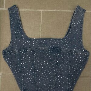 Studded Denim Corset Top
